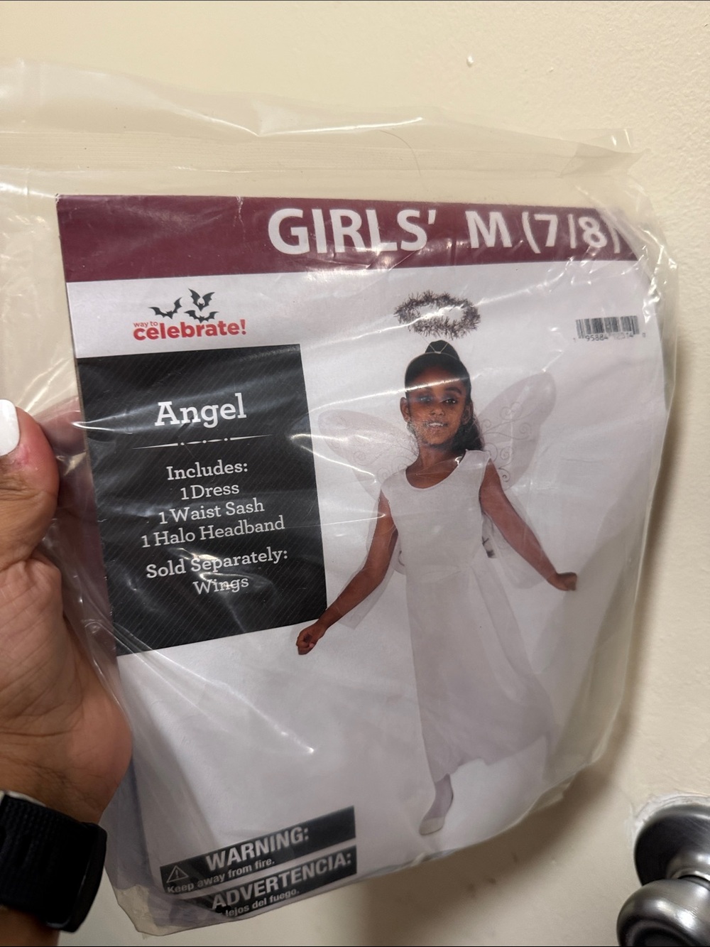 Girls' Angel Costume White Dress with Halo Headband